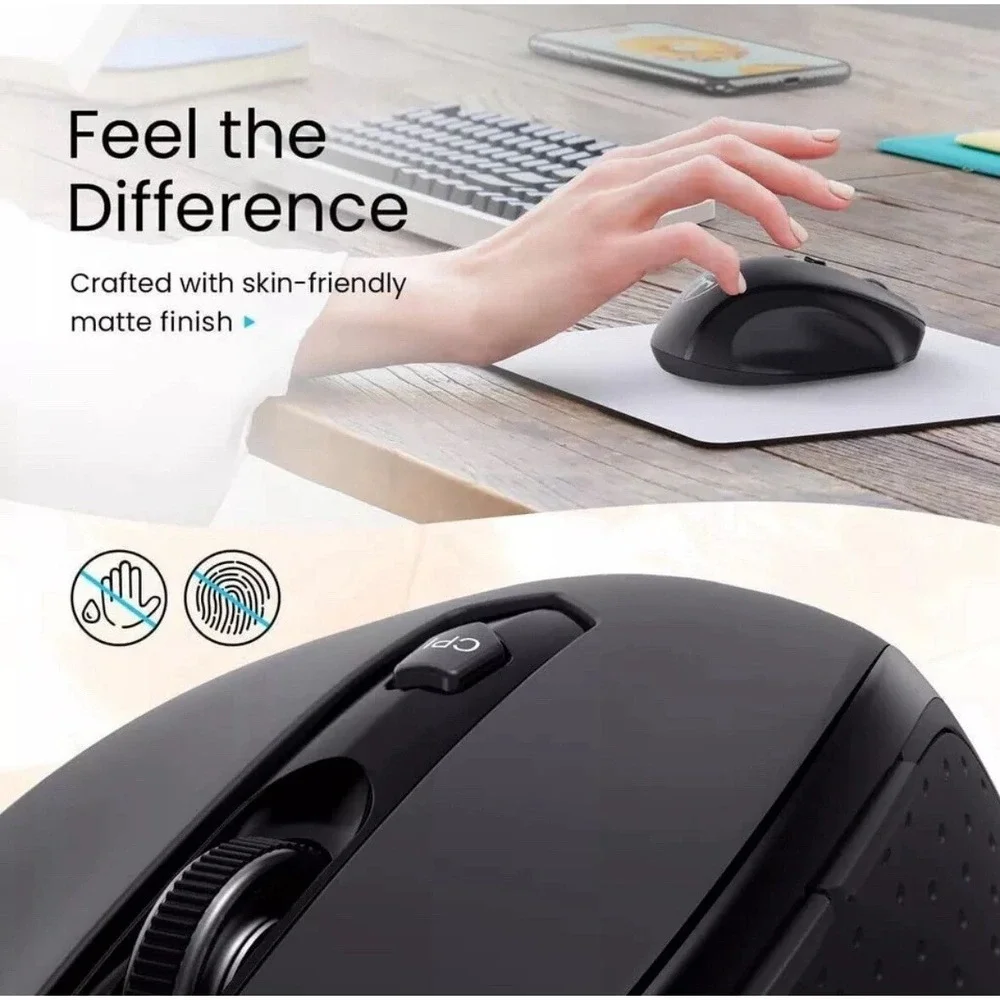Easterntimes Tech D-09 Wireless Optical Mouse 2.4G Black 2400 CPI Ergonomic New